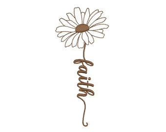 Faith daisy embroidery design