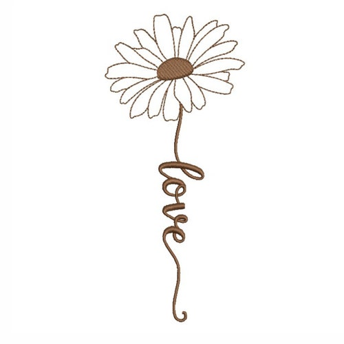 Gerbera Daisy Machine Embroidery Design Sketch Machine Etsy