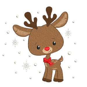 Christmas deer embroidery design, 4 sizes, Instant download