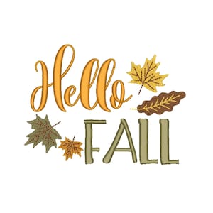 Diseño de bordado de otoño, Diseño de bordado de máquina de otoño Hola, Diseño de bordado de hojas, Diseño de bordado de otoño, 4 tamaños, Descarga instantánea