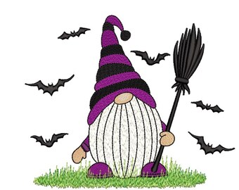 Halloween Gnome Embroidery Design, 3 sizes