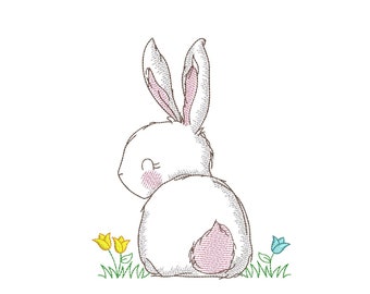 Easter Bunny Embroidery Design, 3 sizes, Instant Download