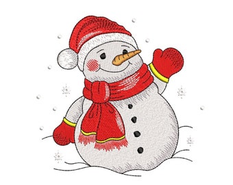 Cute Snowman embroidery design, Christmas embroidery file, 3 sizes