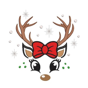 Reindeer embroidery design, 3 sizes, Instant download