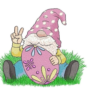 Easter Gnome Embroidery Design, 3 sizes, Instant Download