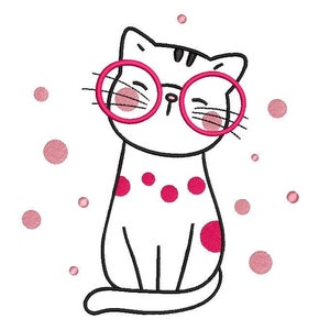 Cute Cat Embroidery Design, 3 sizes, Instant Download