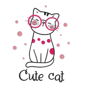 Cute Cat Embroidery Design, 3 sizes, Instant Download