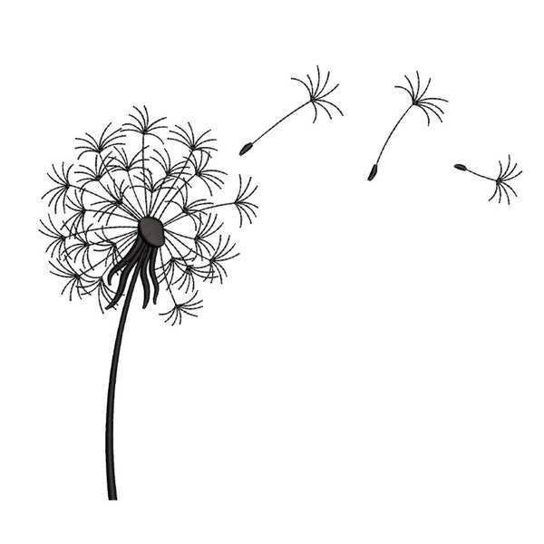 Dandelion embroidery design, 4 sizes