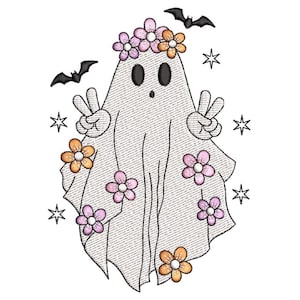 Cute Ghost Embroidery Design, Halloween Embroidery Design, 4 sizes