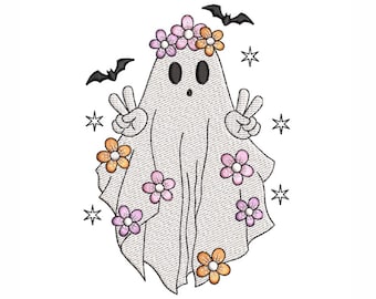Cute Ghost Embroidery Design, Halloween Embroidery Design, 4 sizes