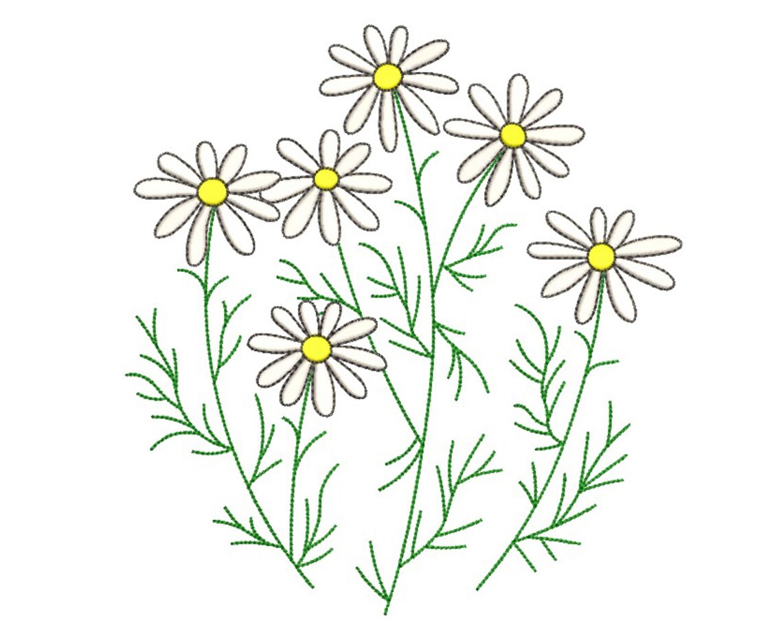 Daisies Embroidery Design Etsy