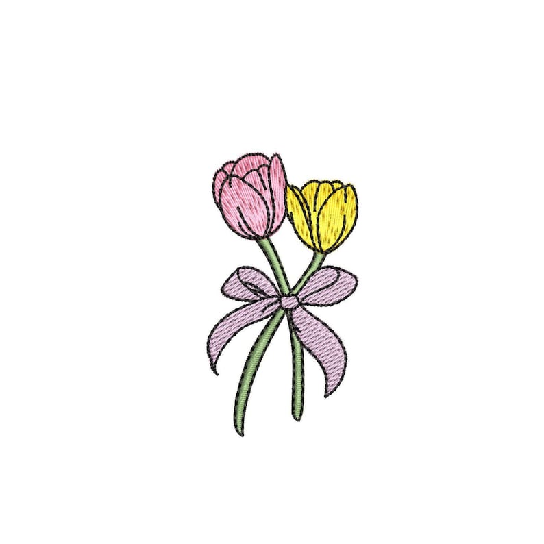 Tulip Bouquet Spring Flower Machine Embroidery Design, 3 Sizes, Instant ...