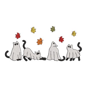 Cat Ghost Embroidery Design, Four Halloween Ghost Cat Embroidery Design, Ghost Kitten Design, 4 sizes