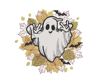 Ghost borduurontwerp, Halloween borduurontwerp, 3 maten