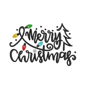 Merry Christmas embroidery design, 3 sizes, Instant Download