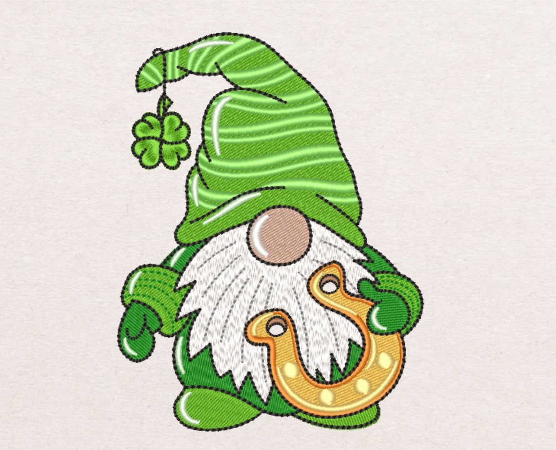St patricks day gnome embroidery design  etsy St patricks day gnome embroidery design  etsy