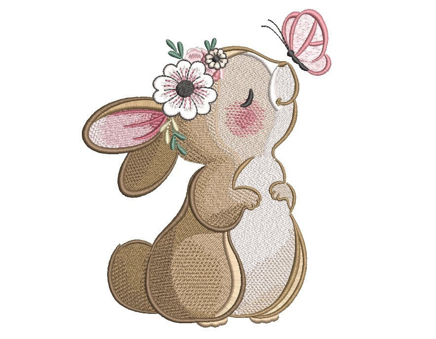 Cute Easter Bunny Embroidery Design, 2 sizes, Instant Download