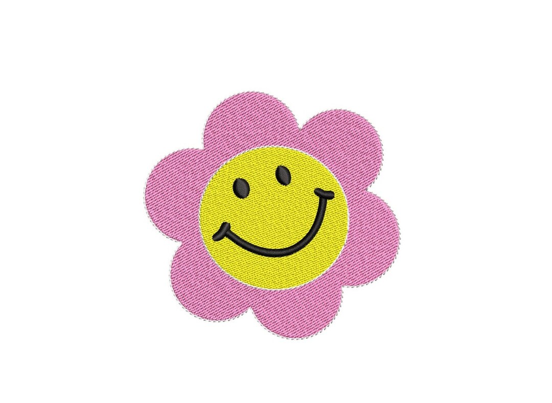 Mini Retro Flower Embroidery Design, Smile Retro Flower Embroidery
