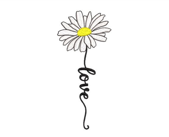 Love daisy embroidery design