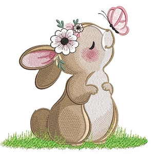 Cute Bunny Embroidery Design, 3 sizes, Instant Download
