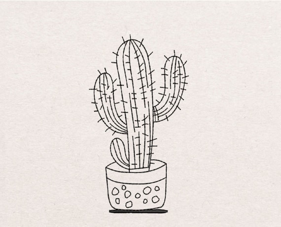 Cactus embroidery design | Etsy