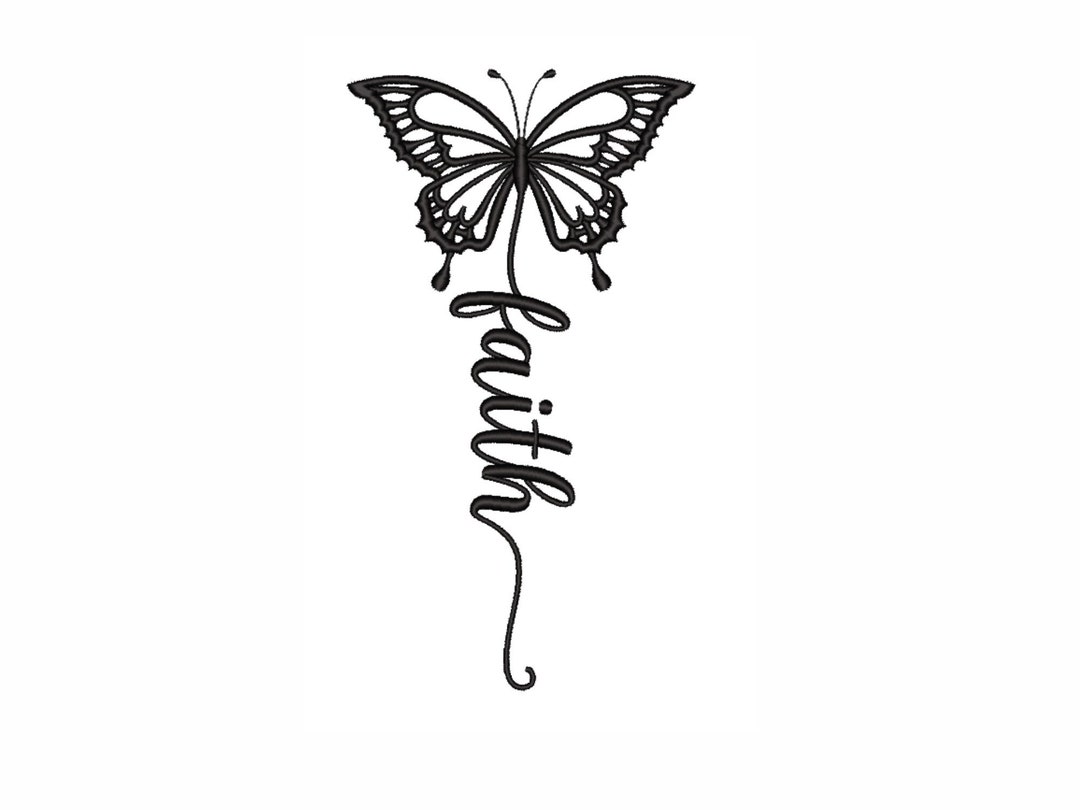 Faith Butterfly Embroidery Design Etsy