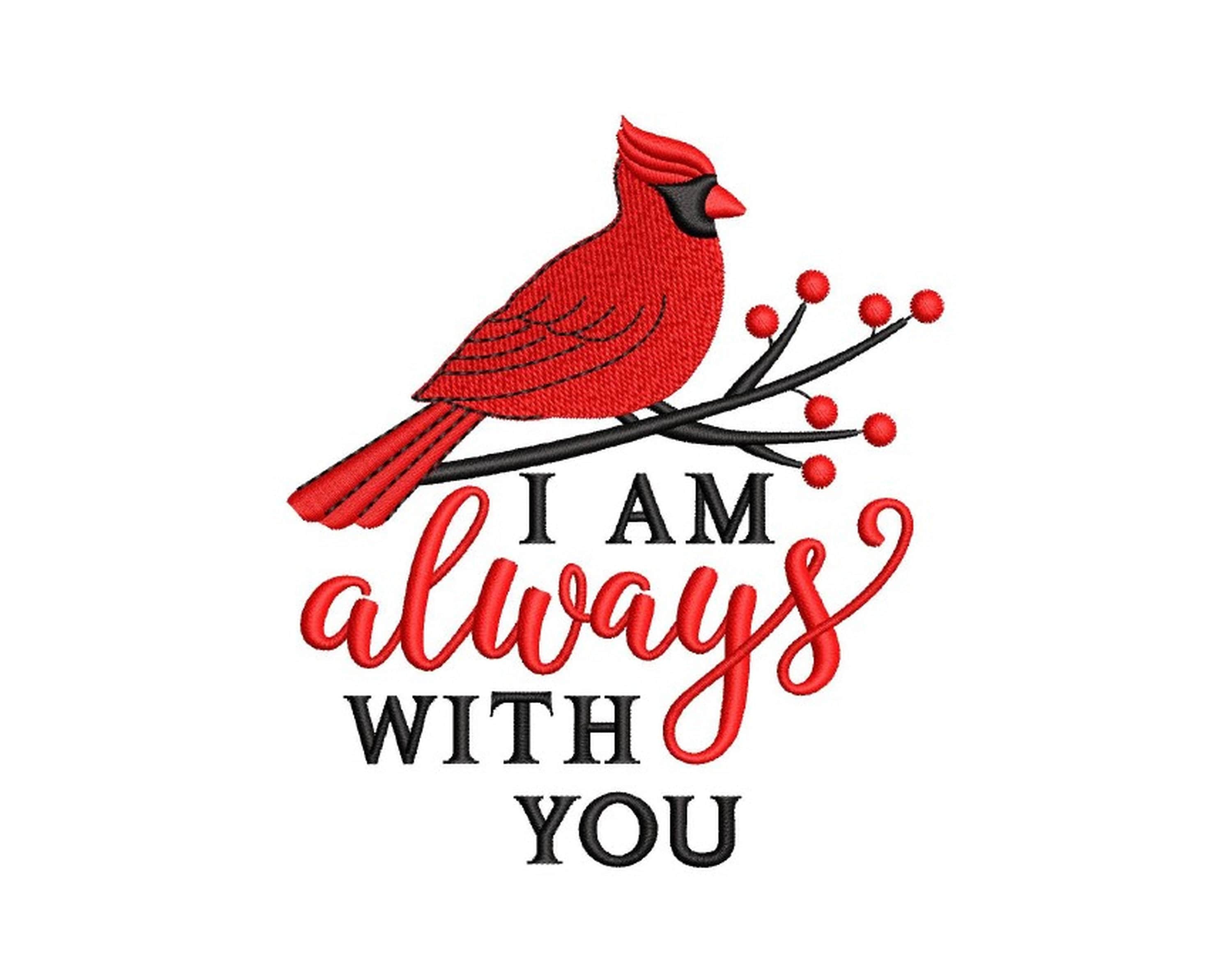 Cardinal Embroidery Design, Remembrance Embroidery File, 5 sizes