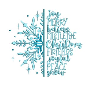 Merry Christmas embroidery design, 3 sizes, Instant Download