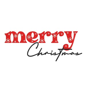Merry Christmas embroidery design, 3 sizes, Instant Download