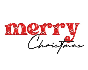 Merry Christmas embroidery design, 3 sizes, Instant Download