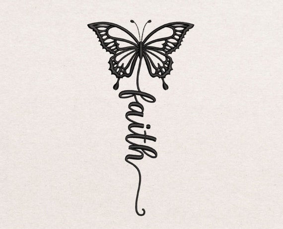 Faith butterfly embroidery design  etsy