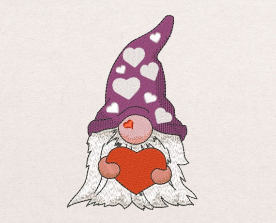 Gnome with heart embroidery design  etsy Gnome with heart embroidery design  etsy
