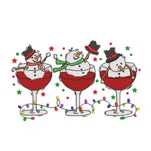 Funny Snowmen embroidery design, Christmas embroidery file, 3 sizes