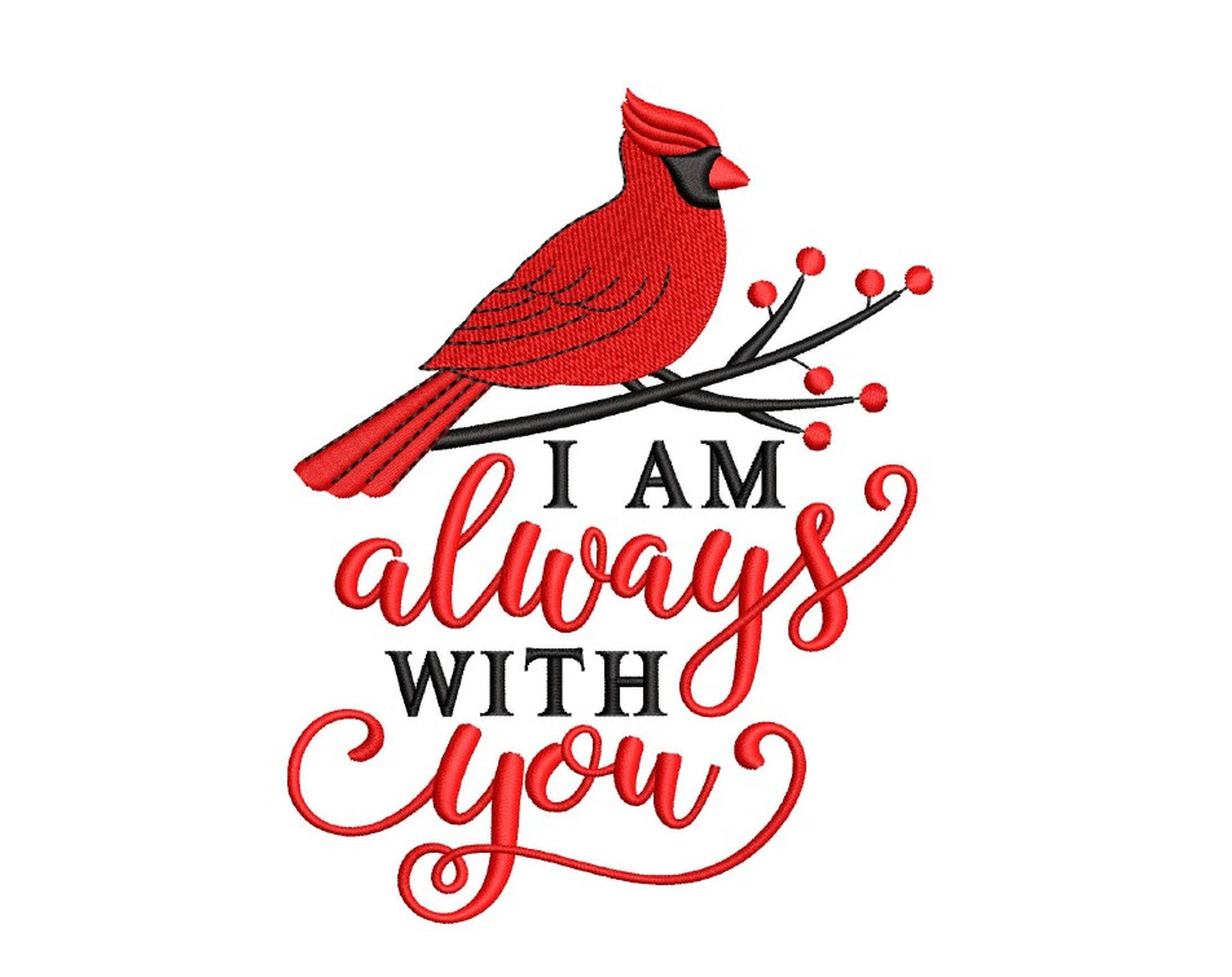 Cardinal Embroidery Design, Remembrance Embroidery File, 5 Sizes - Etsy