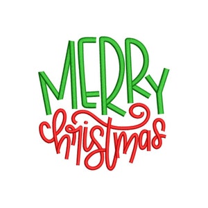 Merry Christmas embroidery design, 3 sizes, Instant Download