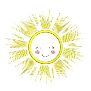 Sun embroidery design, 3 sizes