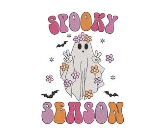 Spooky Season Embroidery Design, Cute Ghost Embroidery Design, Halloween Machine Embroidery Design, 3 sizes