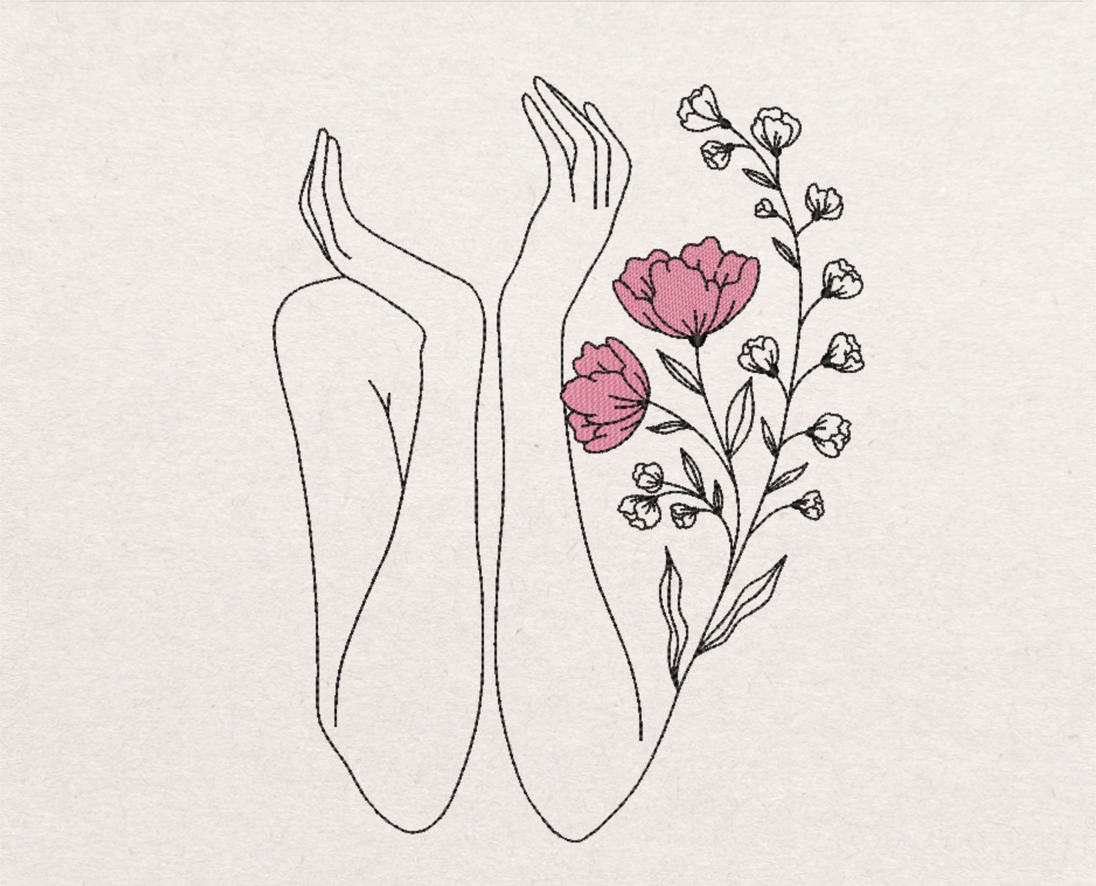 Hands with flowers jessecmault design line art jessecmault file  etsy