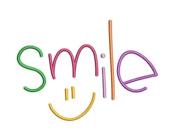 Smile Machine Embroidery Design, 6 sizes, Instant download