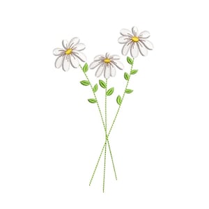 Daisy bloemen borduurwerk machinebouw, 3 maten, direct downloaden