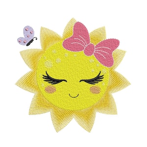 Sun embroidery design, 4 sizes