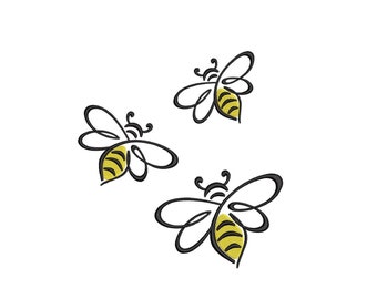 Triple Bee Machine Embroidery Design, Animal Embroidery Design, 4 Sizes, Instant Download