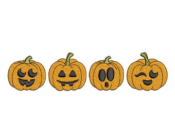 Pumpkin Embroidery Design, Four Pumpkin Embroidery Files, Autumn Fall Pumpkin Embroidery Design, 5 sizes