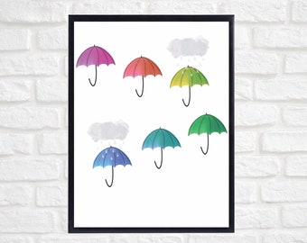 Pastel Umbrella Art Digital Download