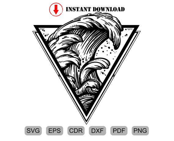 Download The Great Wave Svg Kanagawa Wave Ocean Design Silhouette Etsy
