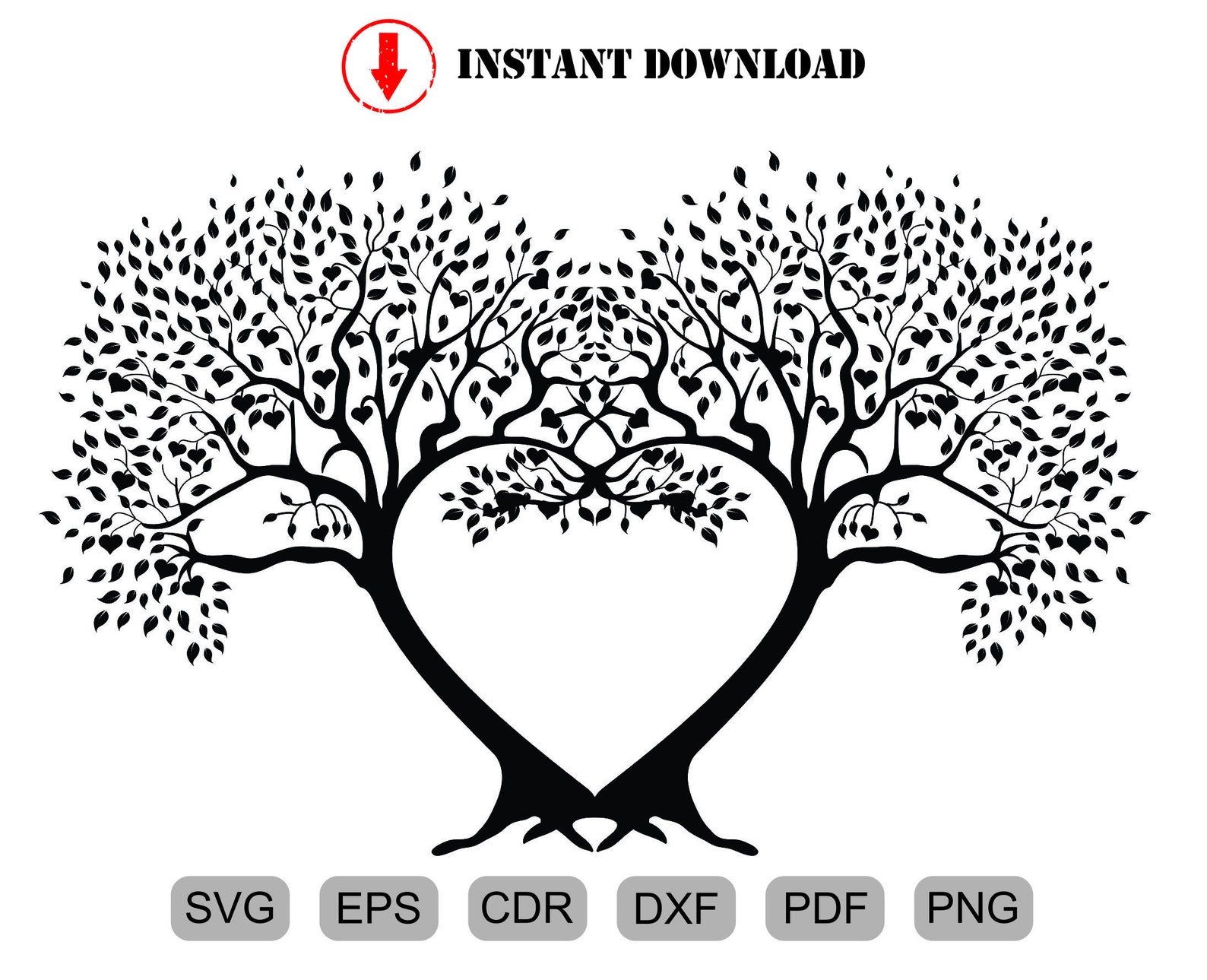 Heart Tree SVG Tree with heart SVG Clipart Cut Files For | Etsy