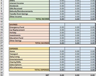 Excel Personal Budget Spreadsheet / Online Budget Template / Digital Finance Planner / Monthly Budget Plan. GBP, USD, EUR or AuD.