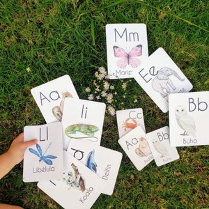 Tarjetas didácticas de animales del alfabeto español