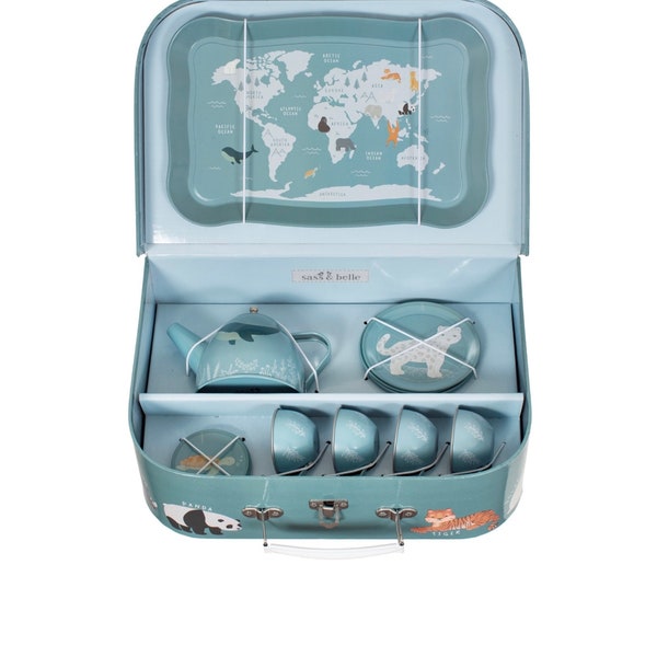 endangered animals tea set |picnic box | Children’s tea set | pretend play |storage case | childrens gift | birthday gift