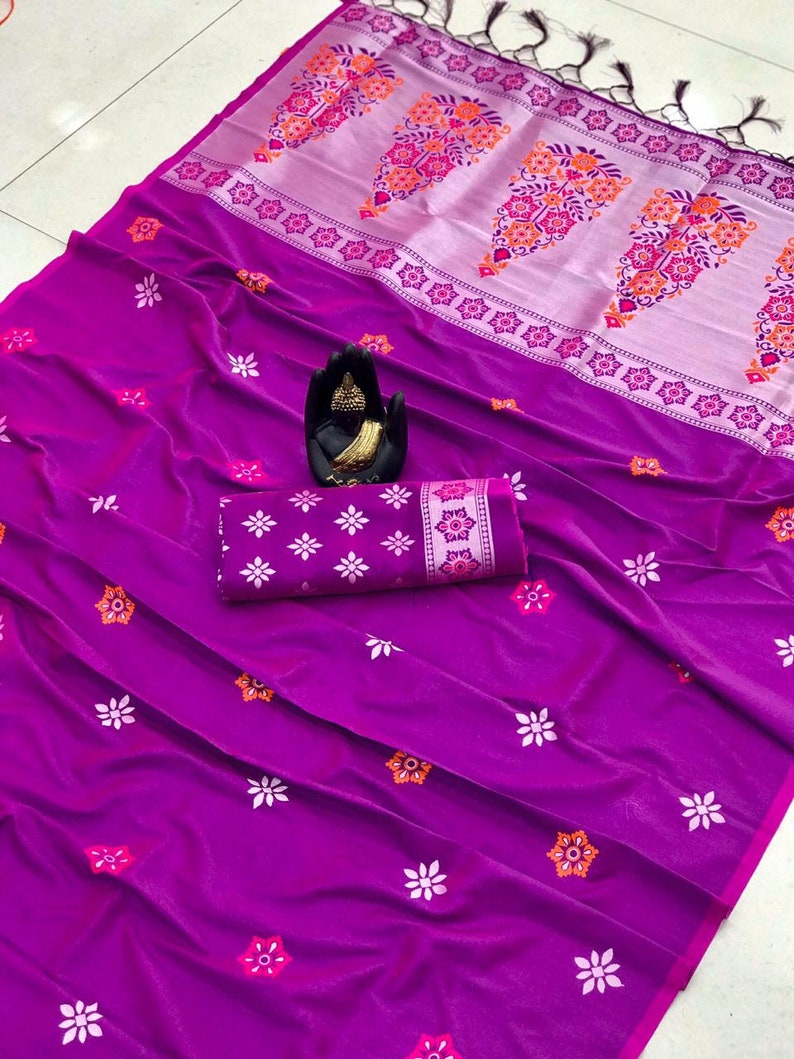 Traditional saree lichi silk weaving silver zari Attractive design Meena HEAVY Rich pallu with zalar saree sari